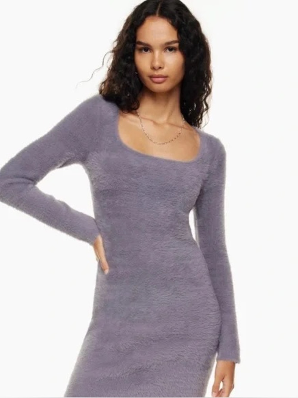 Sunday Best Montgomery Fuzzy Knit Mini‎ Dress Rock Grey Medium NWT